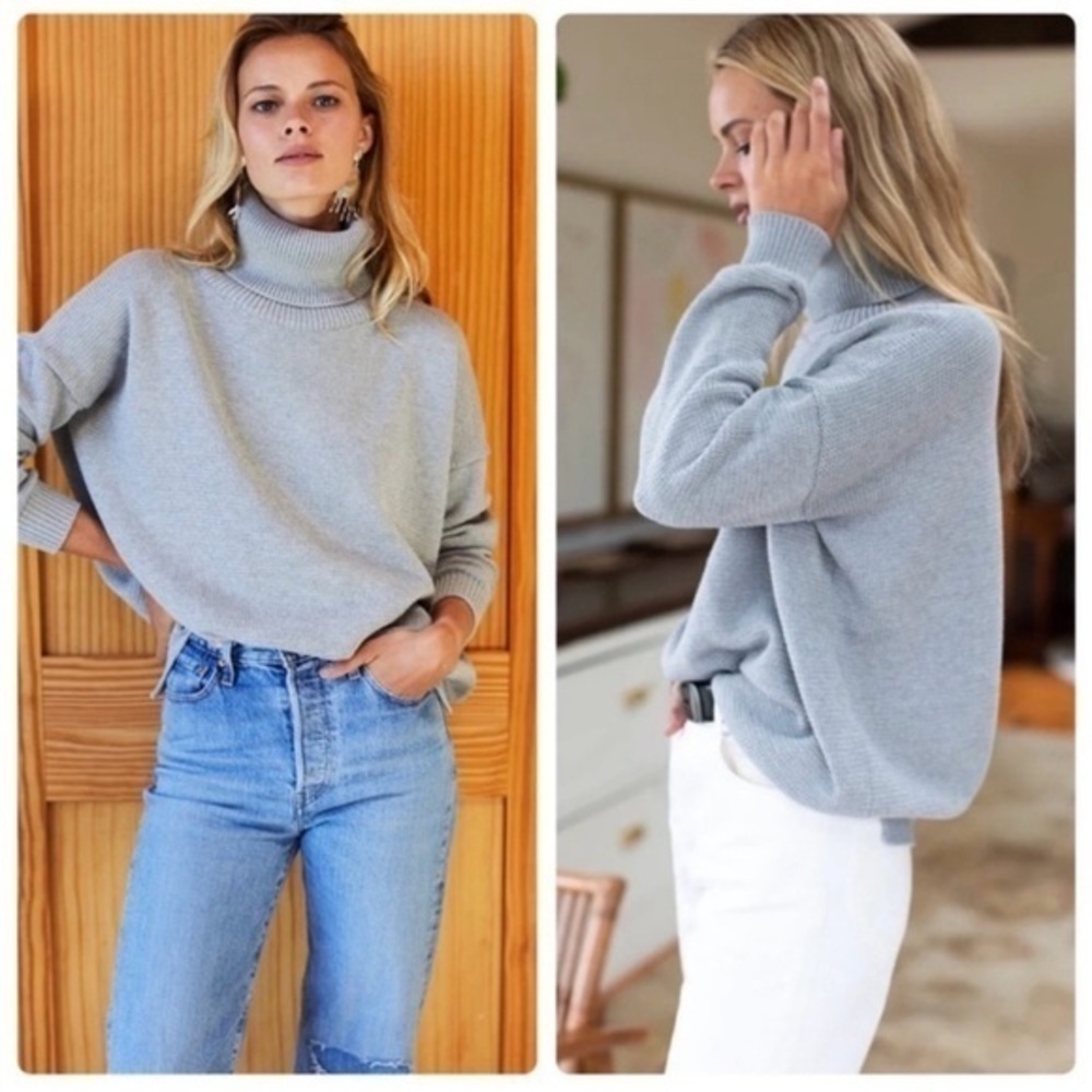 Emerson Fry Light Gray Crewneck Turtleneck Sweater
